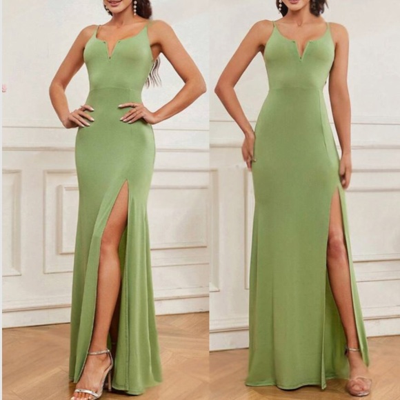 Luxe Green Party formal evening wedding gown dress - Picture 1 of 6